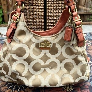 Coach Madison Maggie 17689 Op Art in Khaki & Terra Cotta